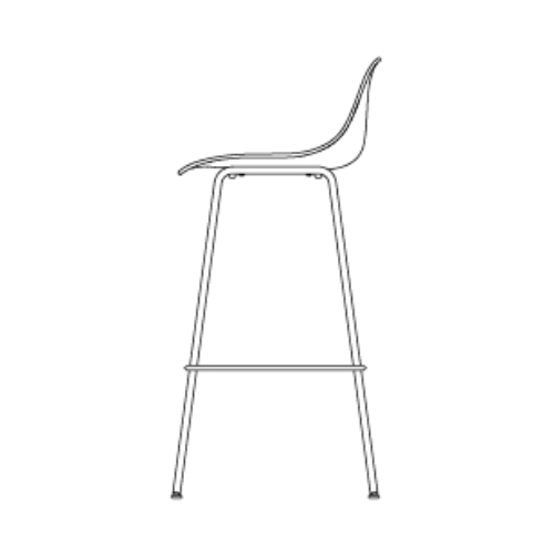 Fiber stool with backrest - full upholstery - tube base - Muuto