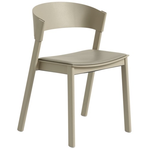 dark beige + assise cuir Refine stone – chaise Cover Side Chair - Muuto