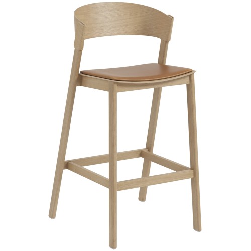 cuir Refine cognac / chêne - tabouret Cover - Muuto