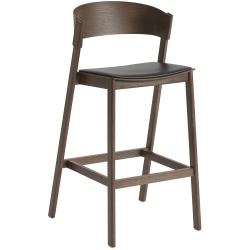 cuir Refine noir / chêne teinté brun foncé - tabouret Cover - Muuto