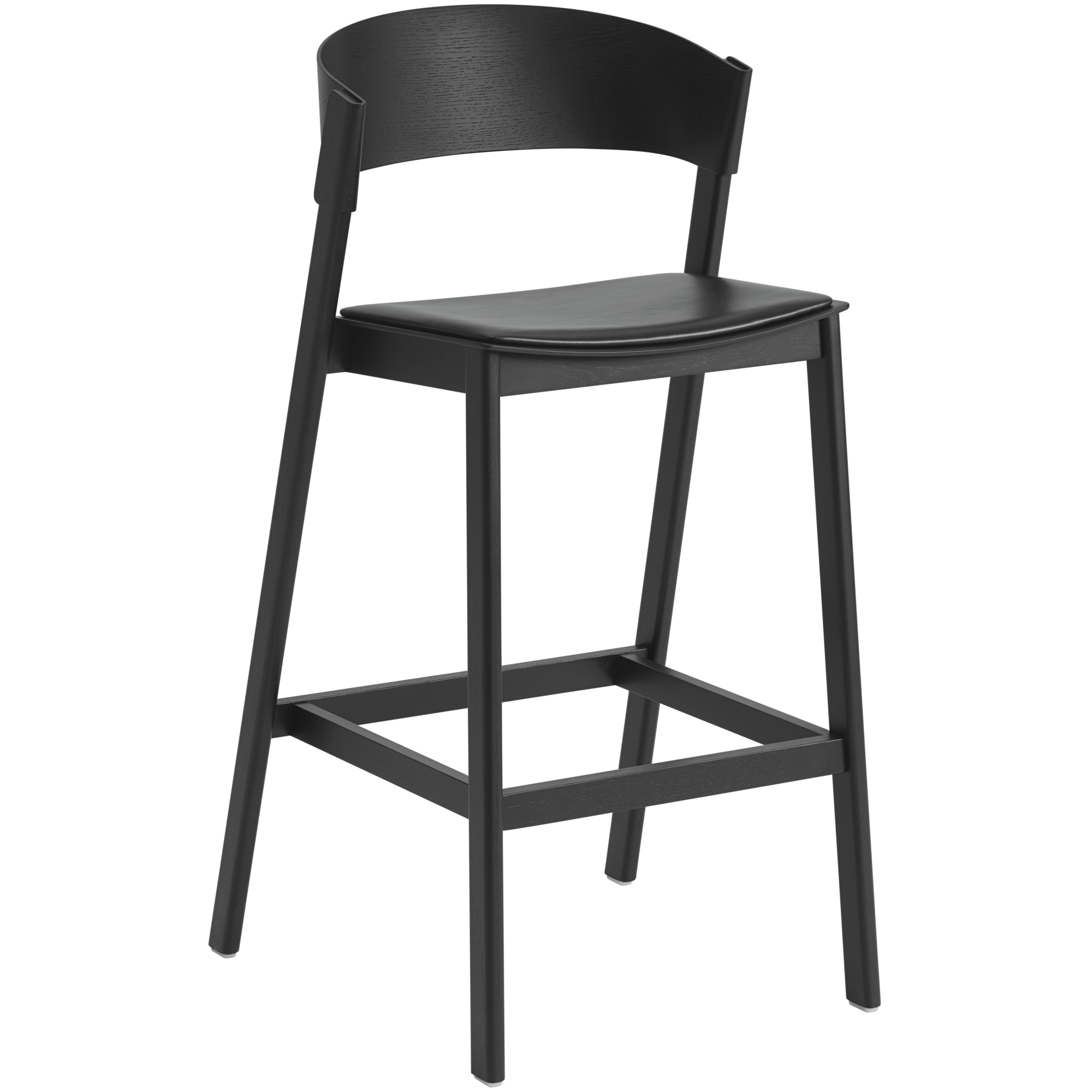 cuir Refine noir / noir - tabouret Cover - Muuto