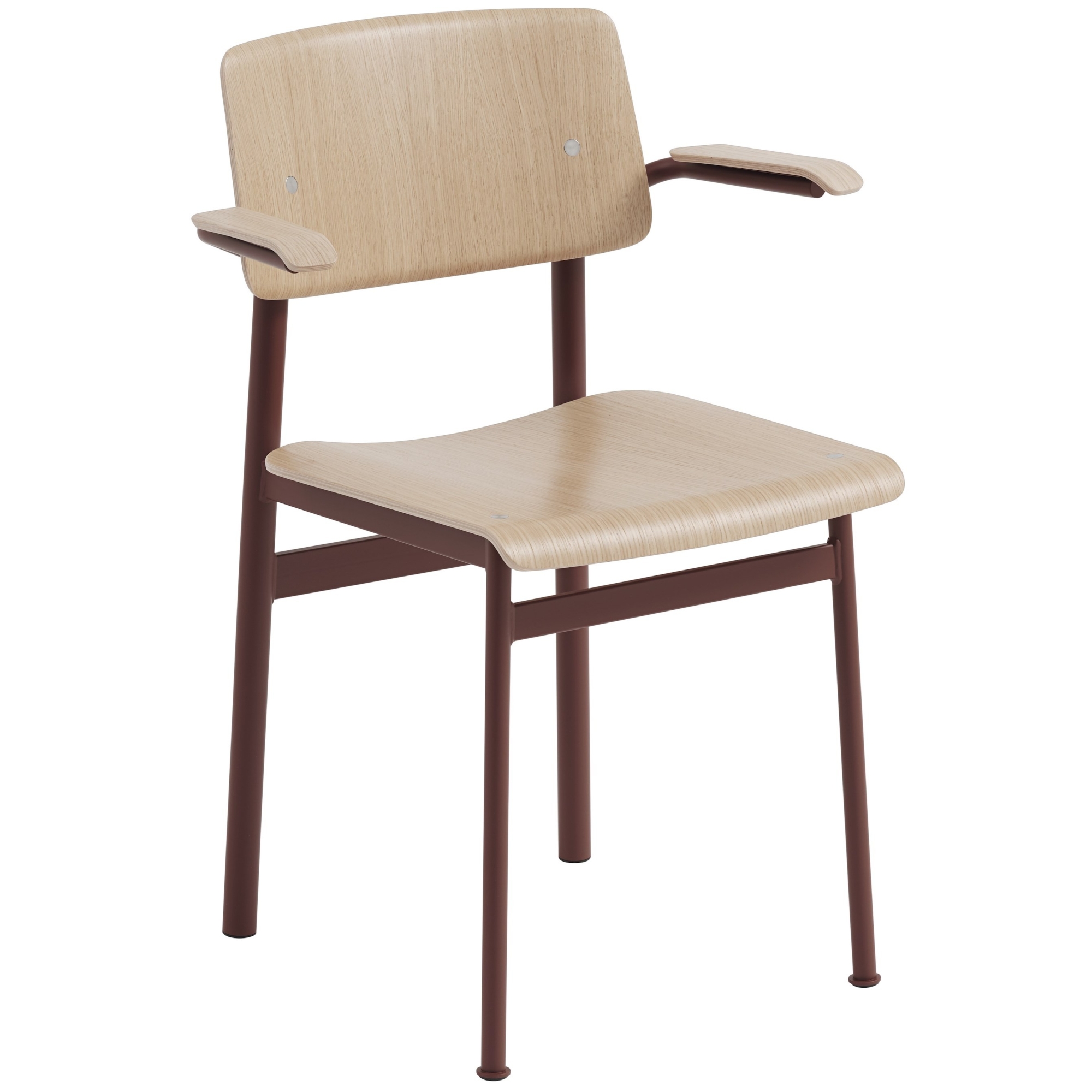 oak / deep red - Loft chair with armrests - Muuto