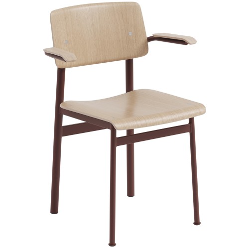 oak / deep red - Loft chair with armrests - Muuto