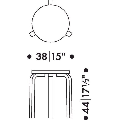 pieds teintés ou peints - Stool 60 assise rembourrée - Artek