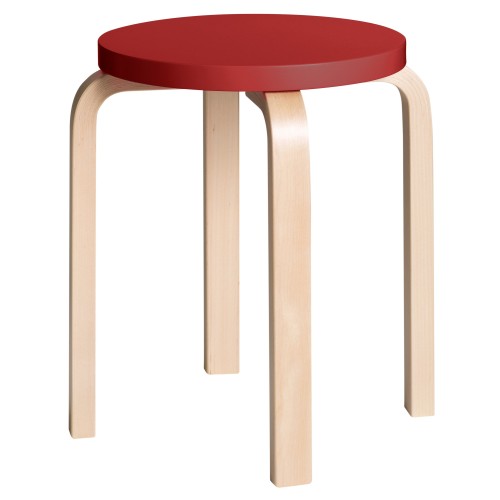 red / birch - Stool E60 - Artek