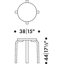 pieds bouleau vernis naturel - Stool E60 assise rembourrée - Artek