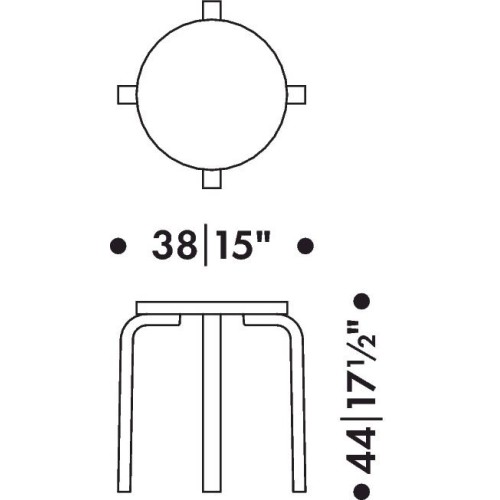 pieds teintés ou peints - Stool E60 assise rembourrée - Artek