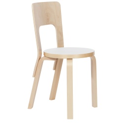 bouleau + HPL blanc - chaise 66 - Artek