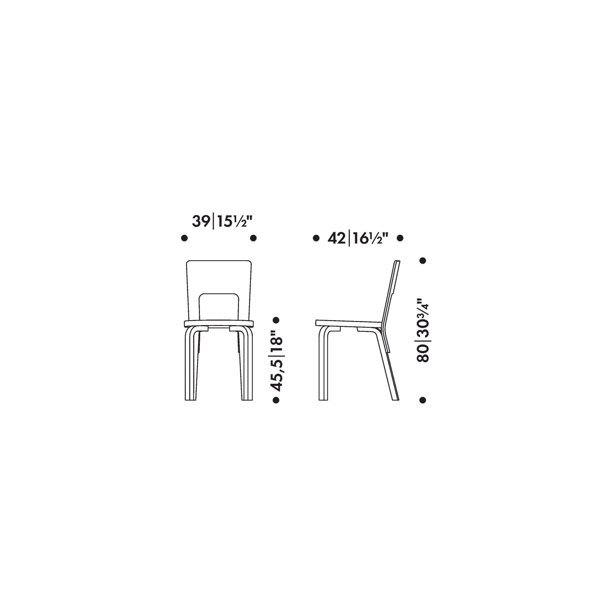 Chair 66 – natural Lacquered birch + upholstered seat - Artek