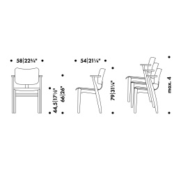 upholstered seat, wooden backrest - Domus chair - Artek