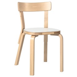 white HPL seat, birch frame - 69 chair - Artek