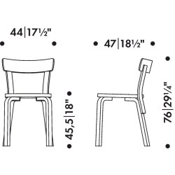 pieds et dossier peints + assise rembourrée – Chaise 69 - Artek