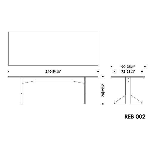 240 x 90 x H74 cm - Table Kaari REB 002 - Artek