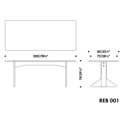 200 x 85 x H74 cm - Kaari Table REB 001 - Artek