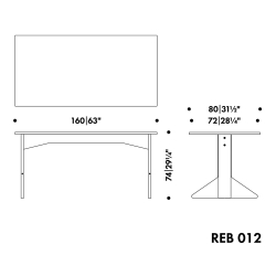 160 x 80 x H74 cm - Table Kaari REB 012 - Artek