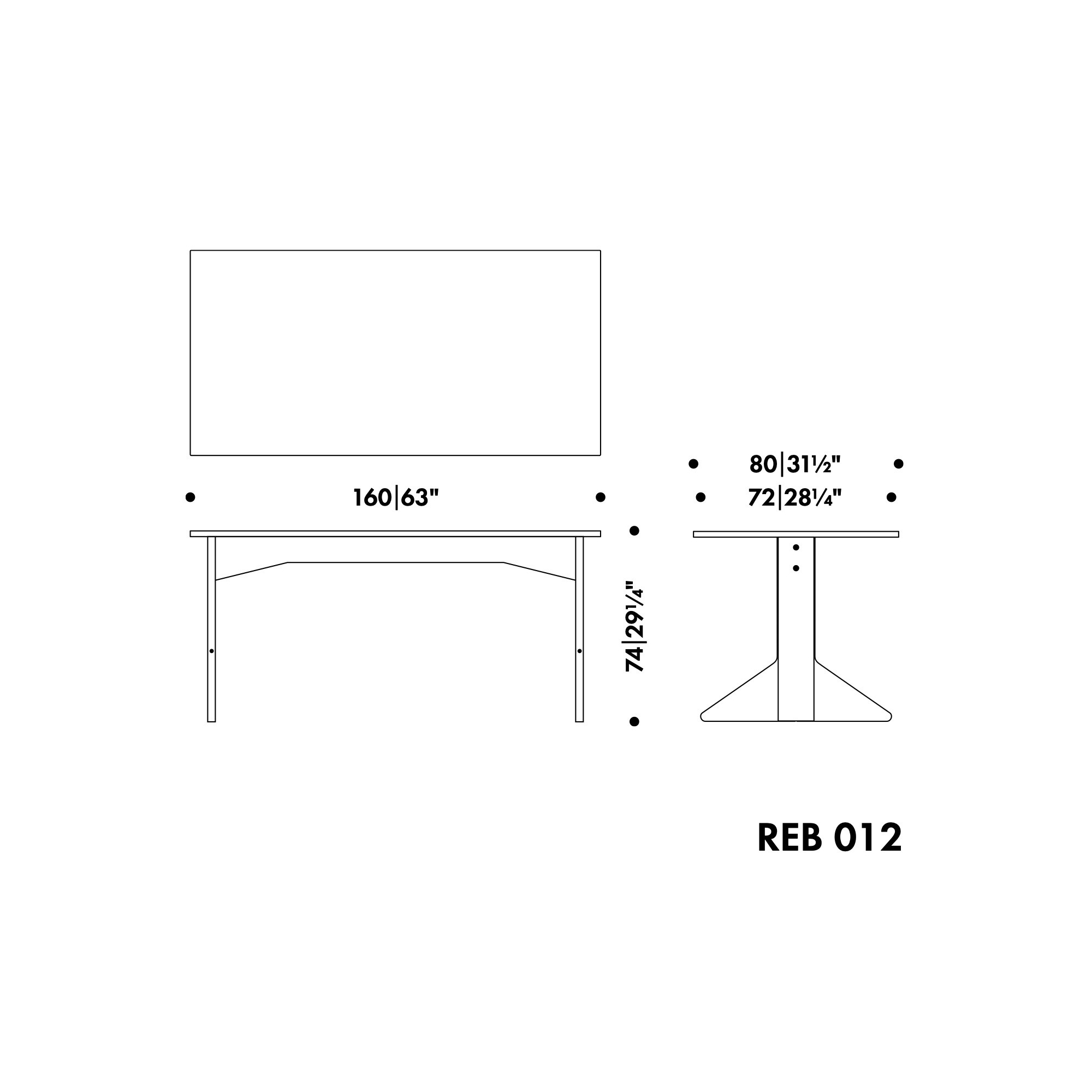 160 x 80 x H74 cm - Kaari Table REB 012 - Artek