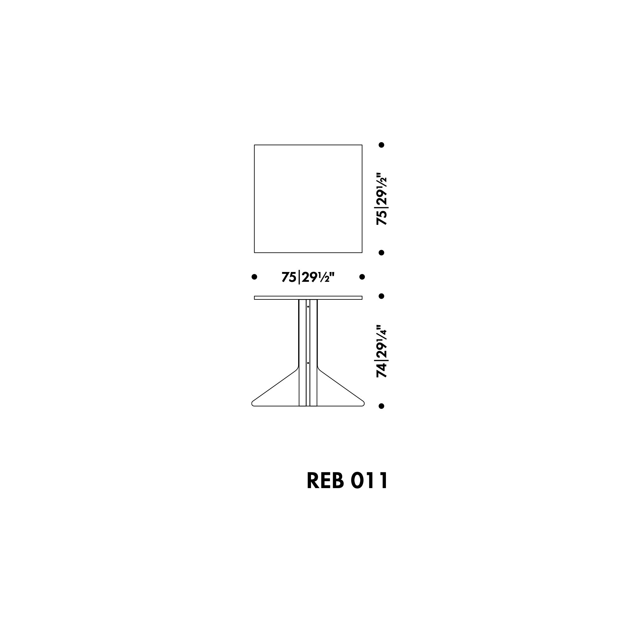 75 x 75 x H74 cm - Kaari Table REB 011 - Artek