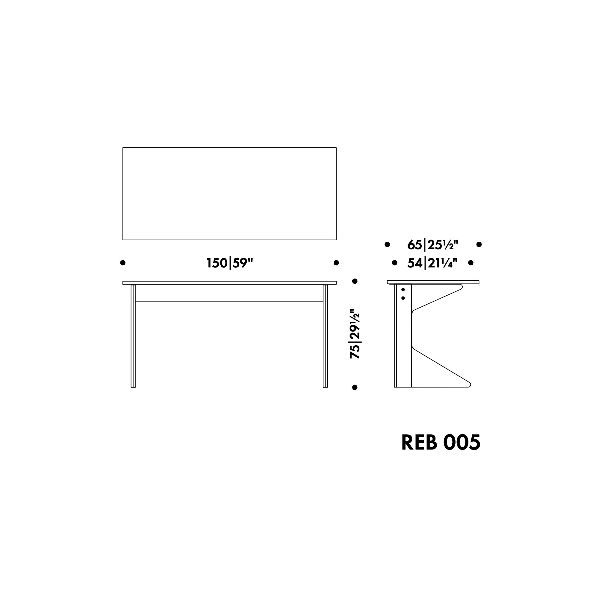 150 x 65 x H74 cm - Kaari Table REB 005 - Artek