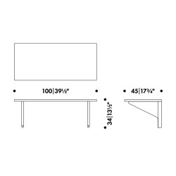 100 x 45 x H34 cm - Console murale Kaari REB 006 - Artek