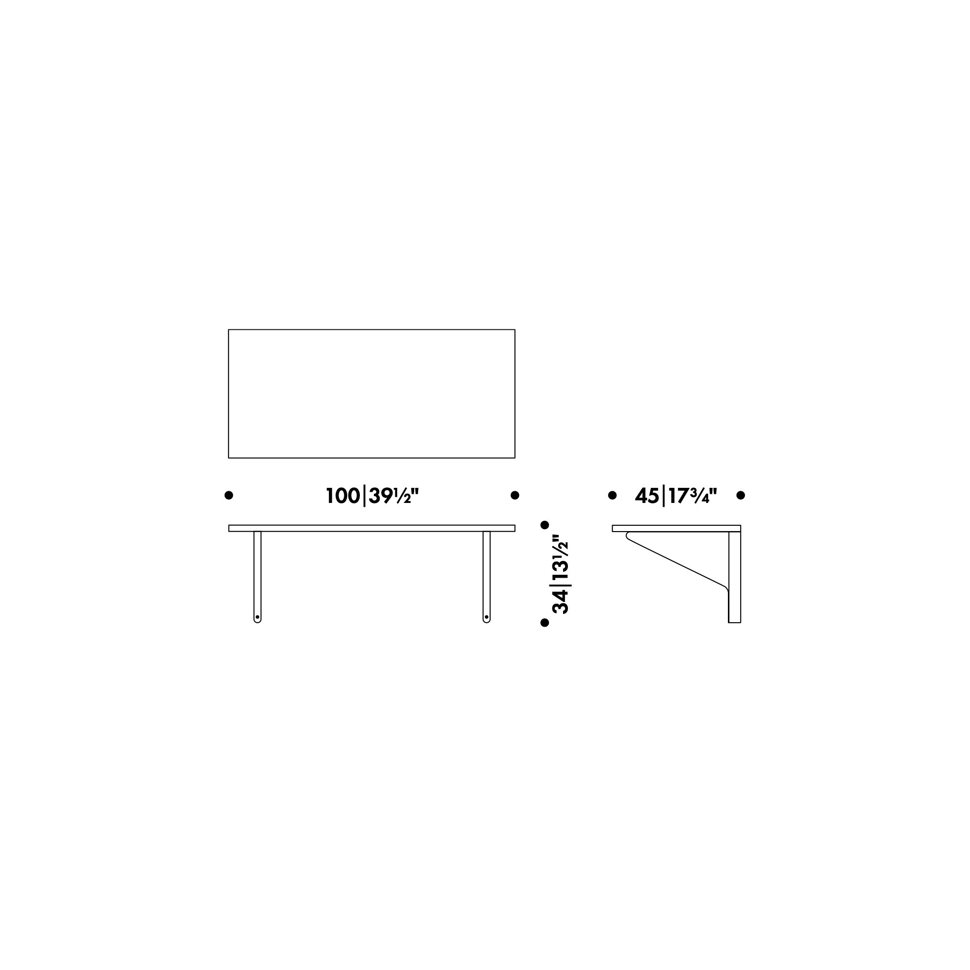 100 x 45 x H34 cm - Wall Console Kaari REB 006 - Artek