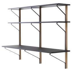 black linoleum / clear lacquered oak - REB 010 Kaari Shelf-Desk - Artek