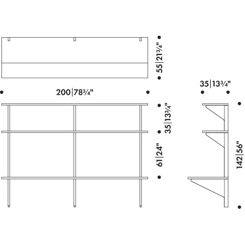 black linoleum / clear lacquered oak - REB 010 Kaari Shelf-Desk - Artek