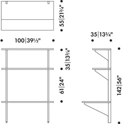 black lino / oak - REB 013 - Kaari shelf + desk - Artek