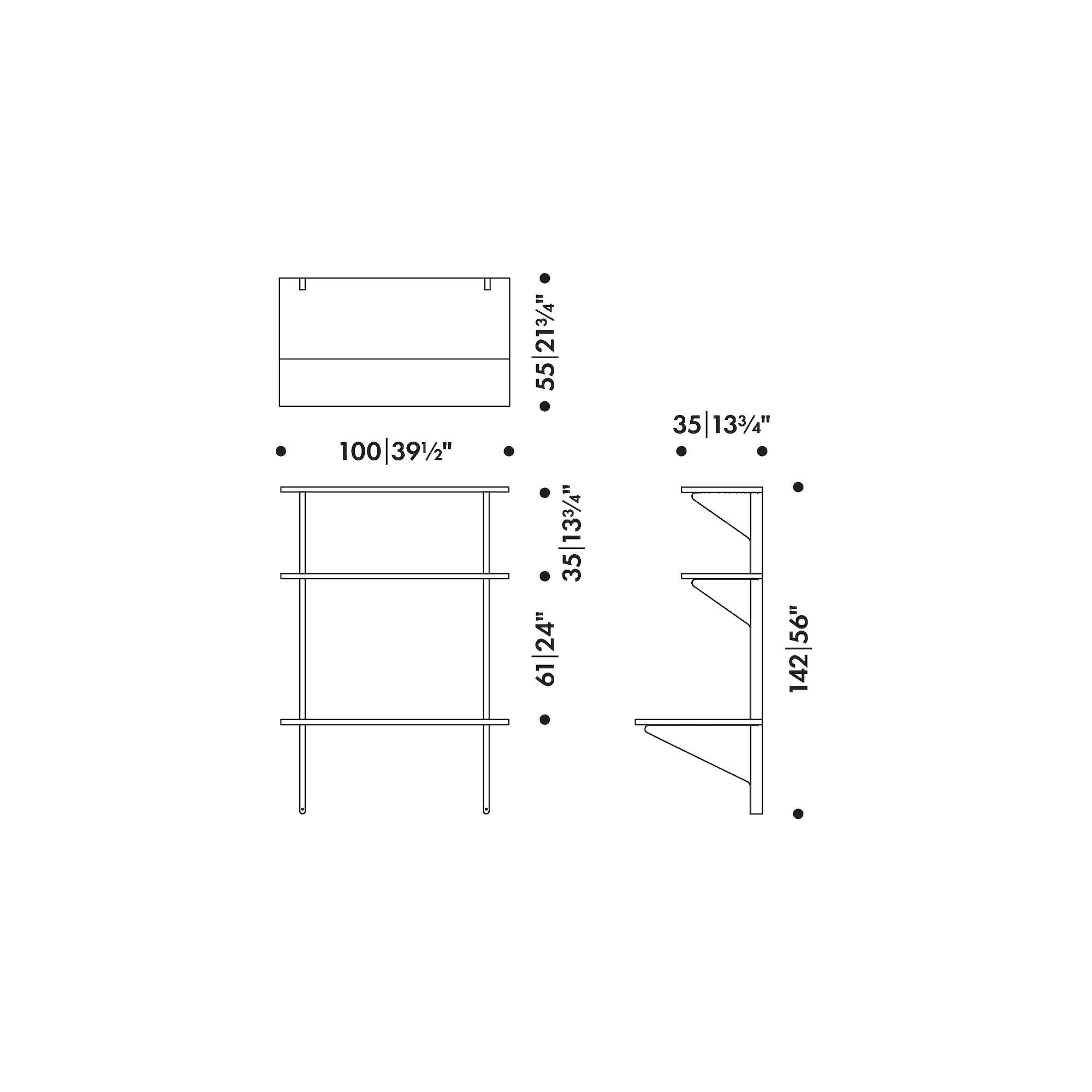 black lino / oak - REB 013 - Kaari shelf + desk - Artek