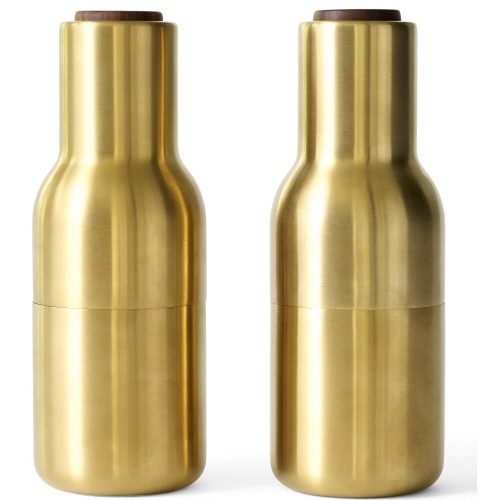 brushed brass / walnut lid - set of 2 Bottle Grinders - Audo Copenhagen