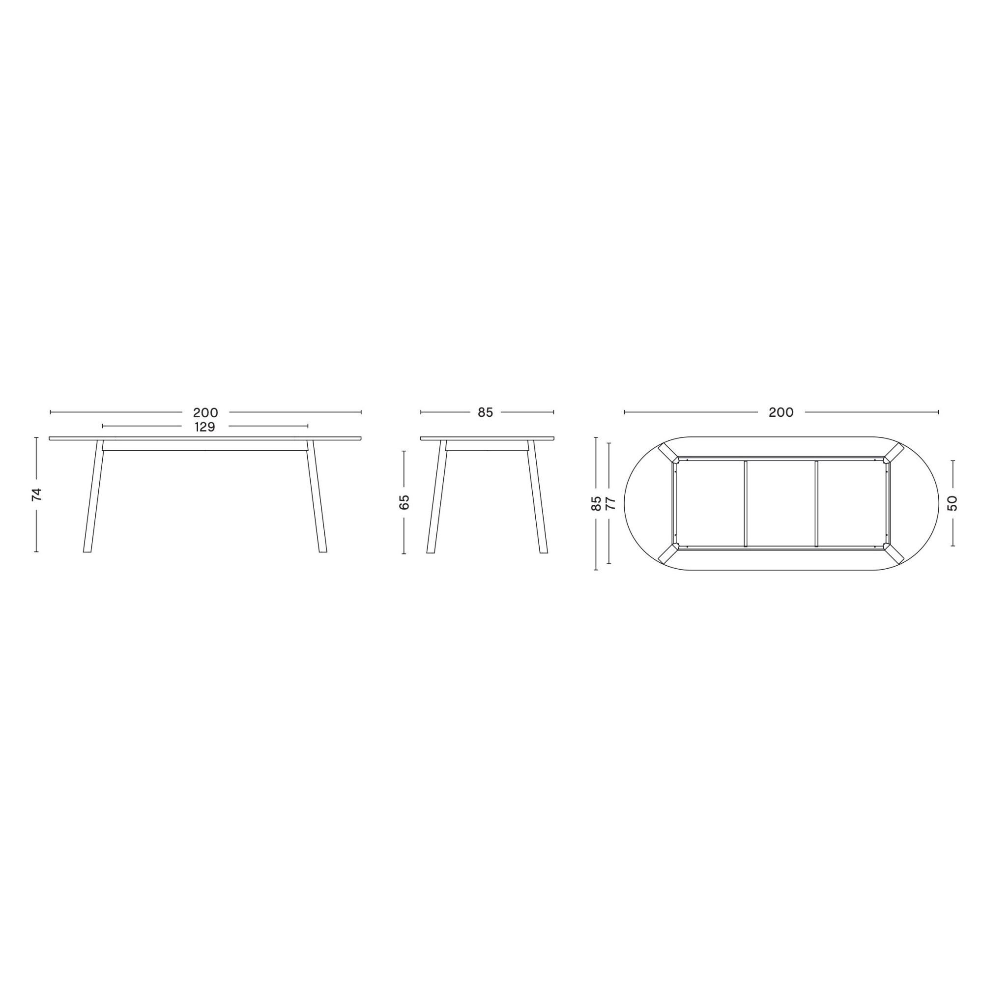 200 x 85 x H74 cm – Table Triangle Leg - HAY