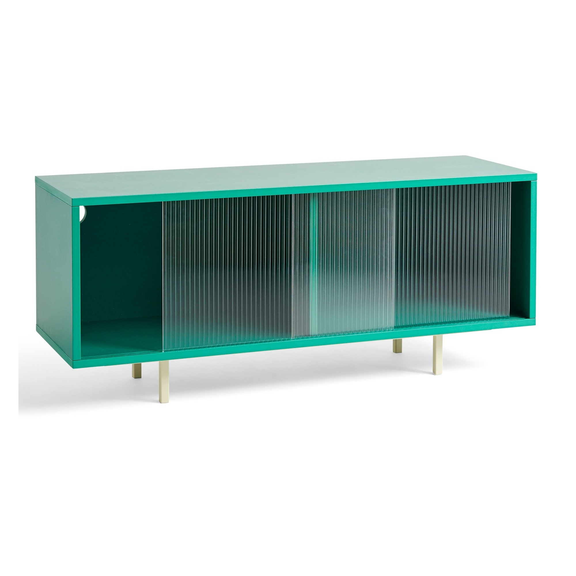 Cabinet M – Dark Mint, avec pieds, avec verre - HAY