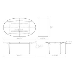 CH338 table - 200 x 115 cm - Carl Hansen & Søn