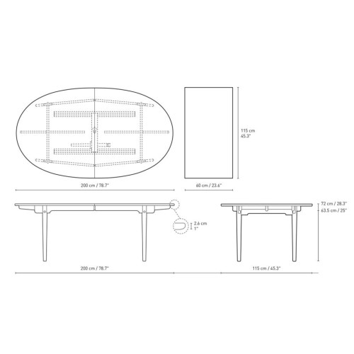 CH338 table - 200 x 115 cm - Carl Hansen & Søn