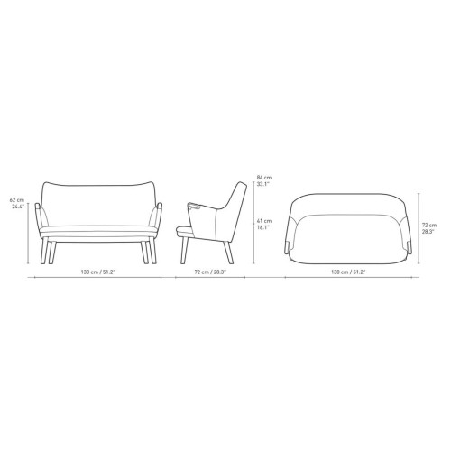 CH72 - two-seater sofa - cushion not included - Carl Hansen & Søn