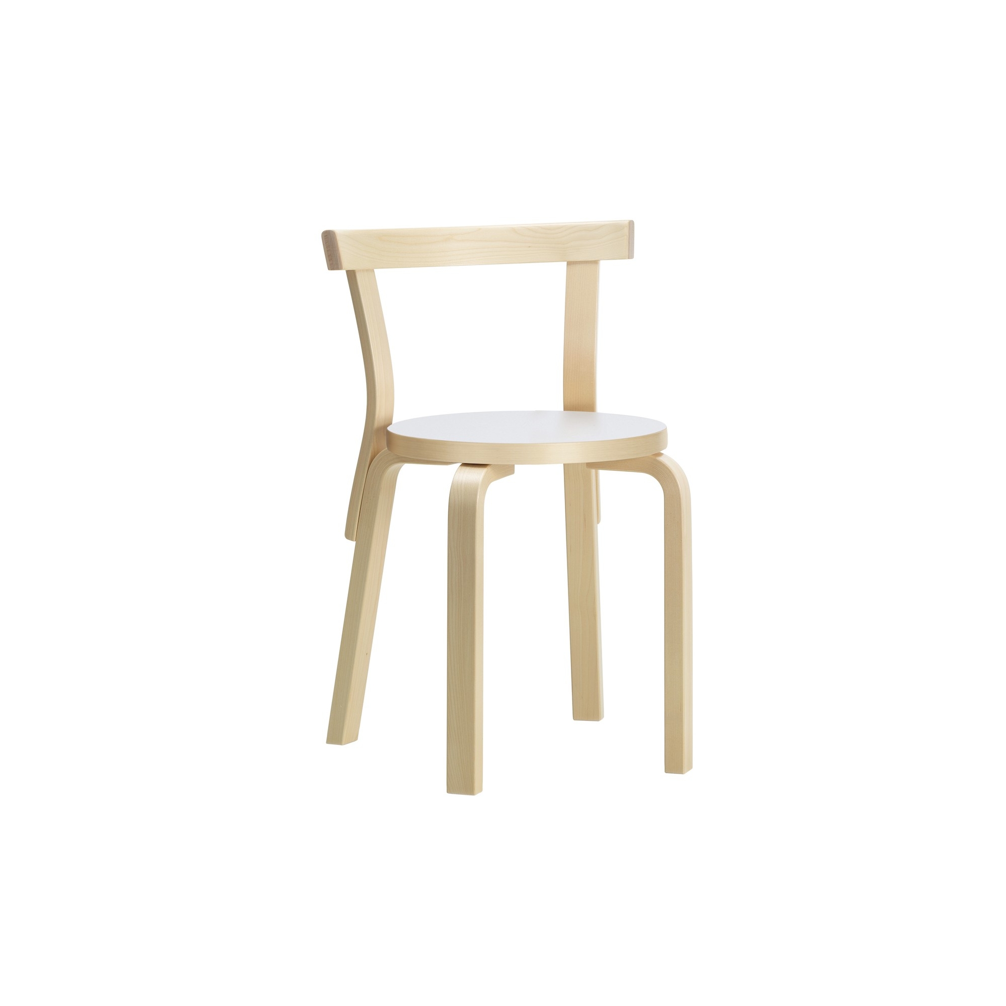 assise stratifié blanc/bouleau naturel - chaise 68 - Artek