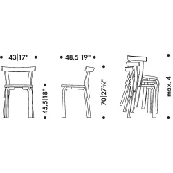 Bouleau + assise rembourrée - Chaise 68 - Artek