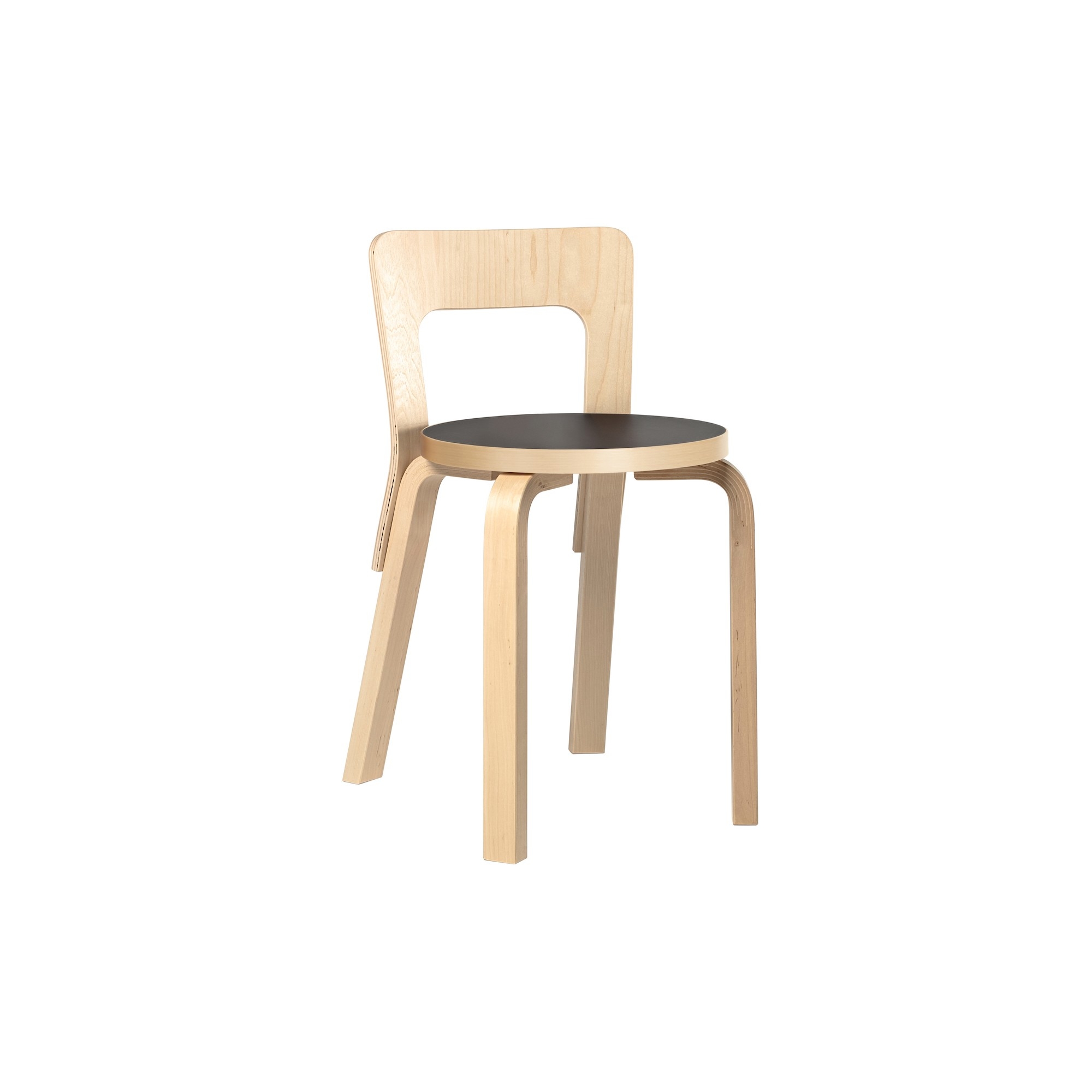 natural birch + black lino - 65 chair - Artek