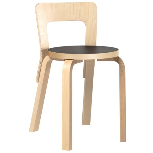 bouleau + linoléum noir - chaise 65 - Artek