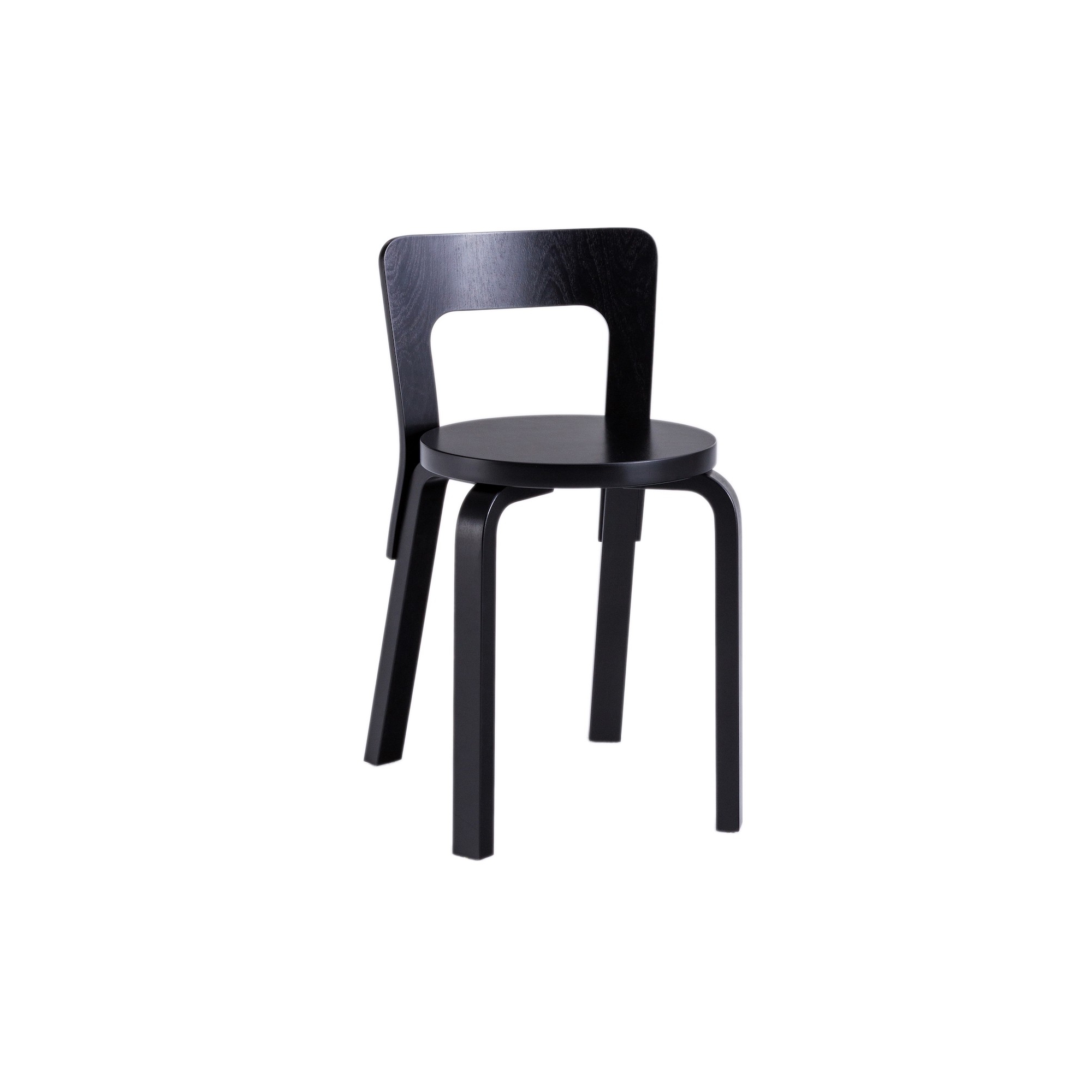 black lacquered birch - 65 chair - Artek