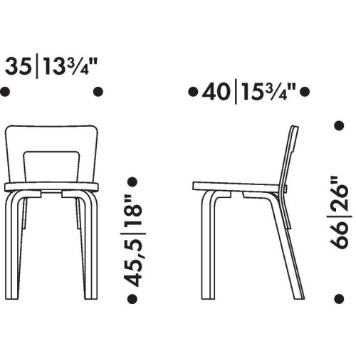 Bouleau noir ou blanc + assise rembourrée - Chaise 65 - Artek