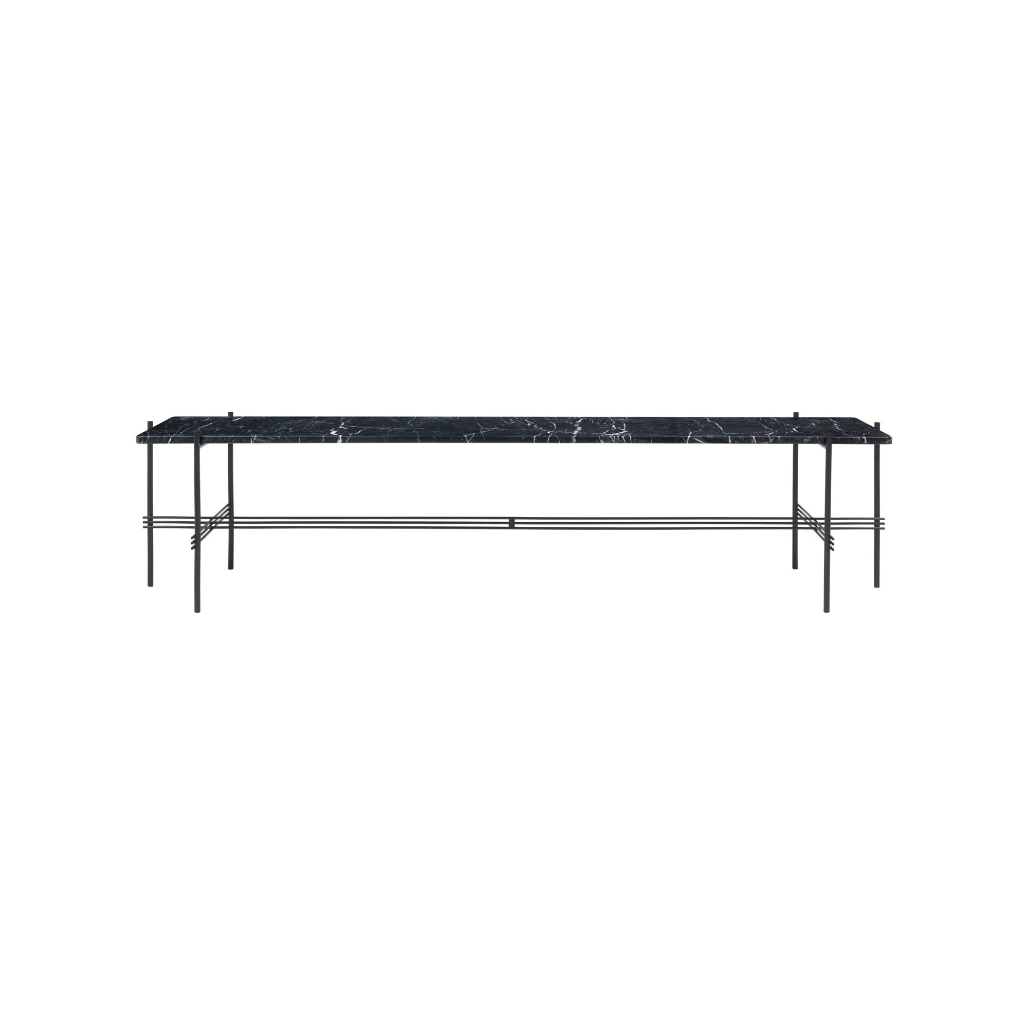 Console TS 180x40x40 cm – marbre noir - base noire - Gubi