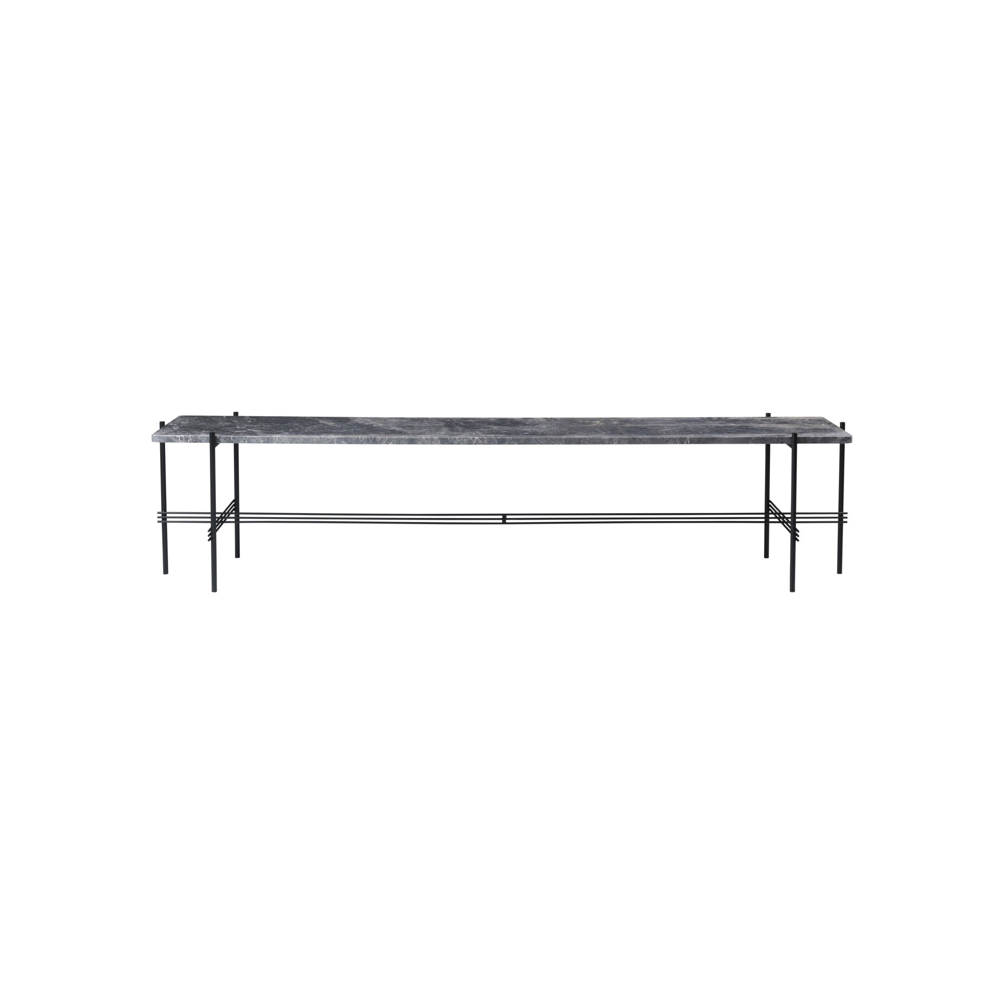 Console TS 180x40x40 cm – marbre gris - base noire - Gubi