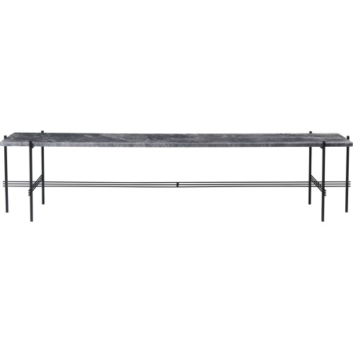 Console TS 180x40x40 cm – marbre gris - base noire - Gubi