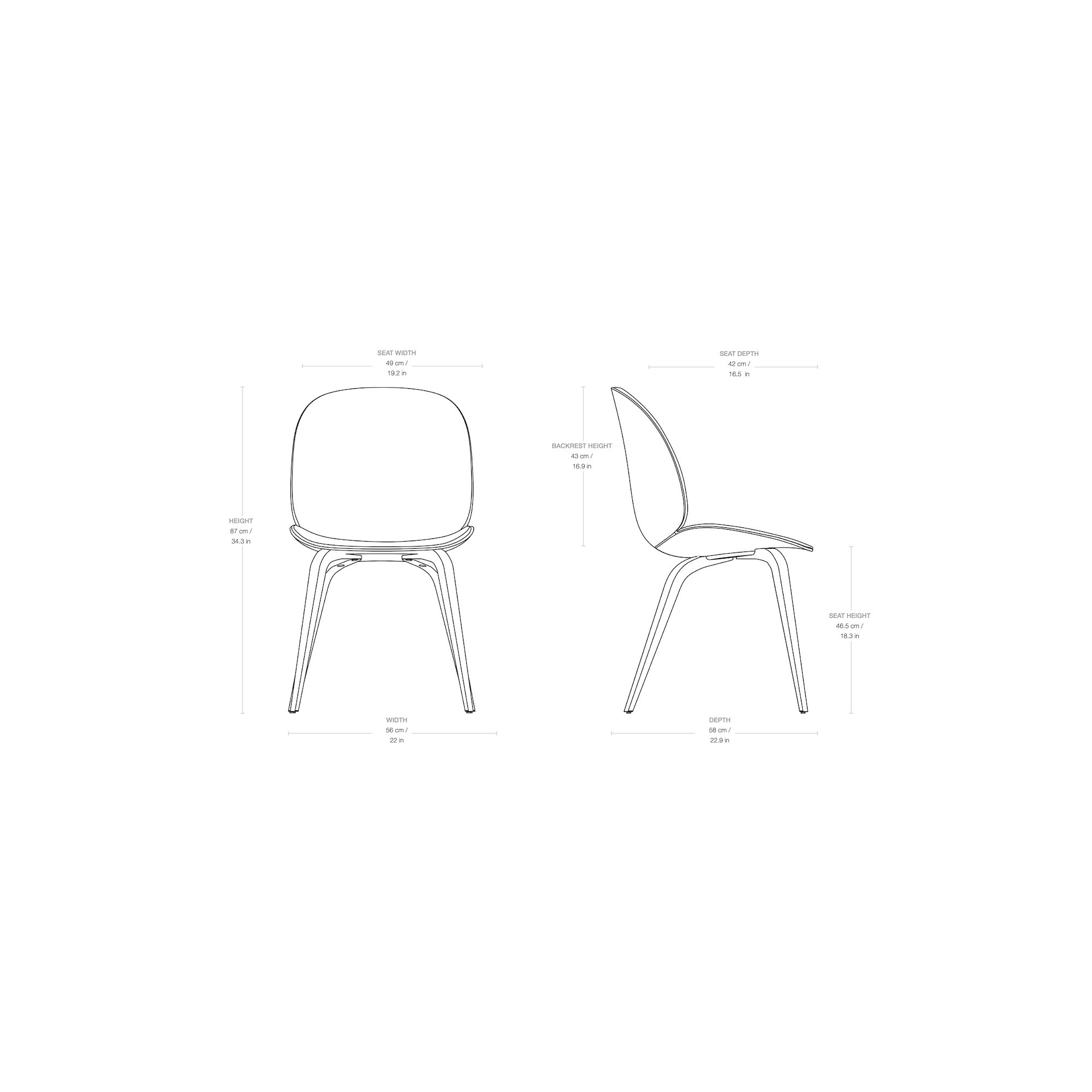 Beetle Chair plastic shell - wooden base - Gubi