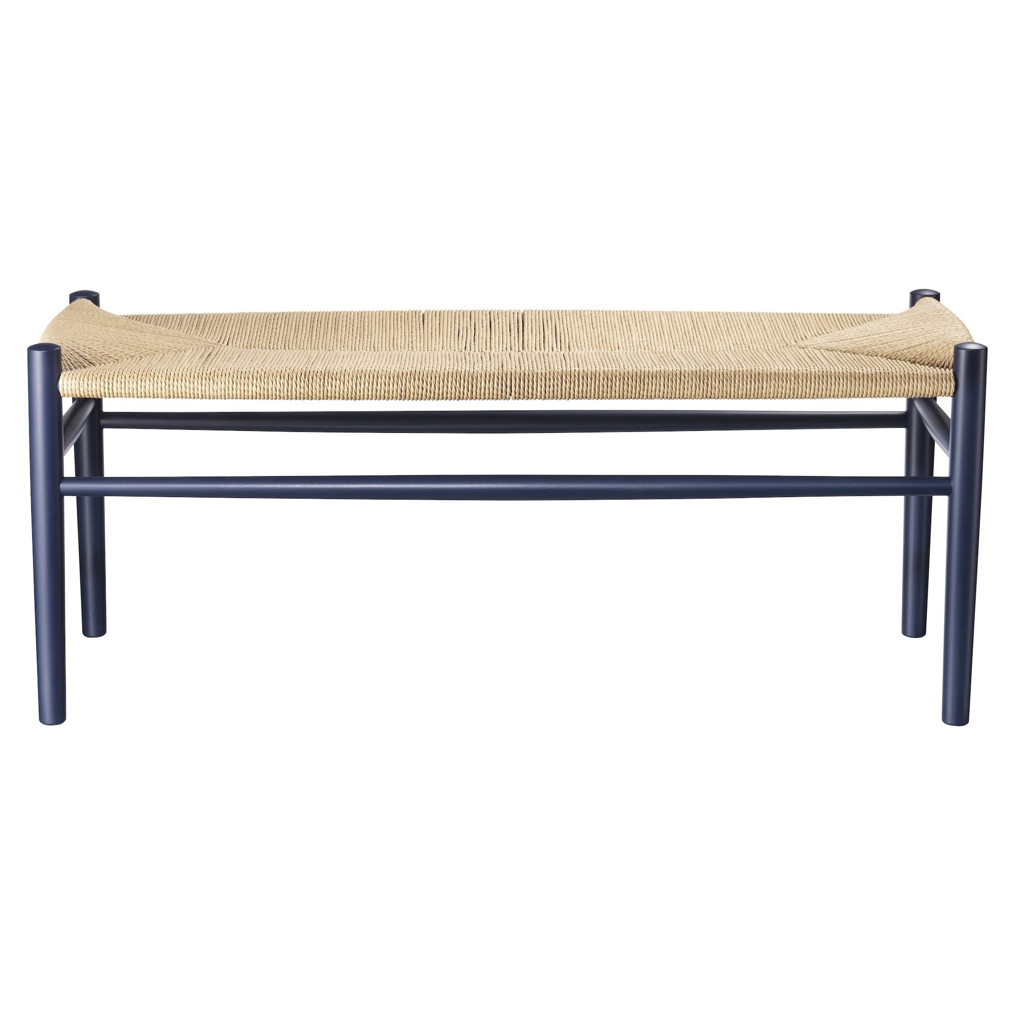 SOLD OUT beech steel blue / natural paper cord - J83B bench - FDB Møbler