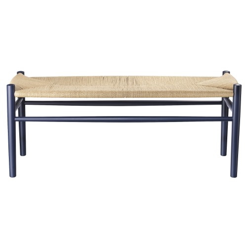 SOLD OUT beech steel blue / natural paper cord - J83B bench - FDB Møbler