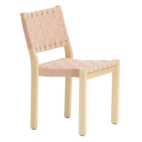 bouleau naturel + tressage naturel/rouge - chaise 611 - Artek