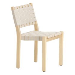 bouleau naturel + tressage naturel/blanc - chaise 611 - Artek