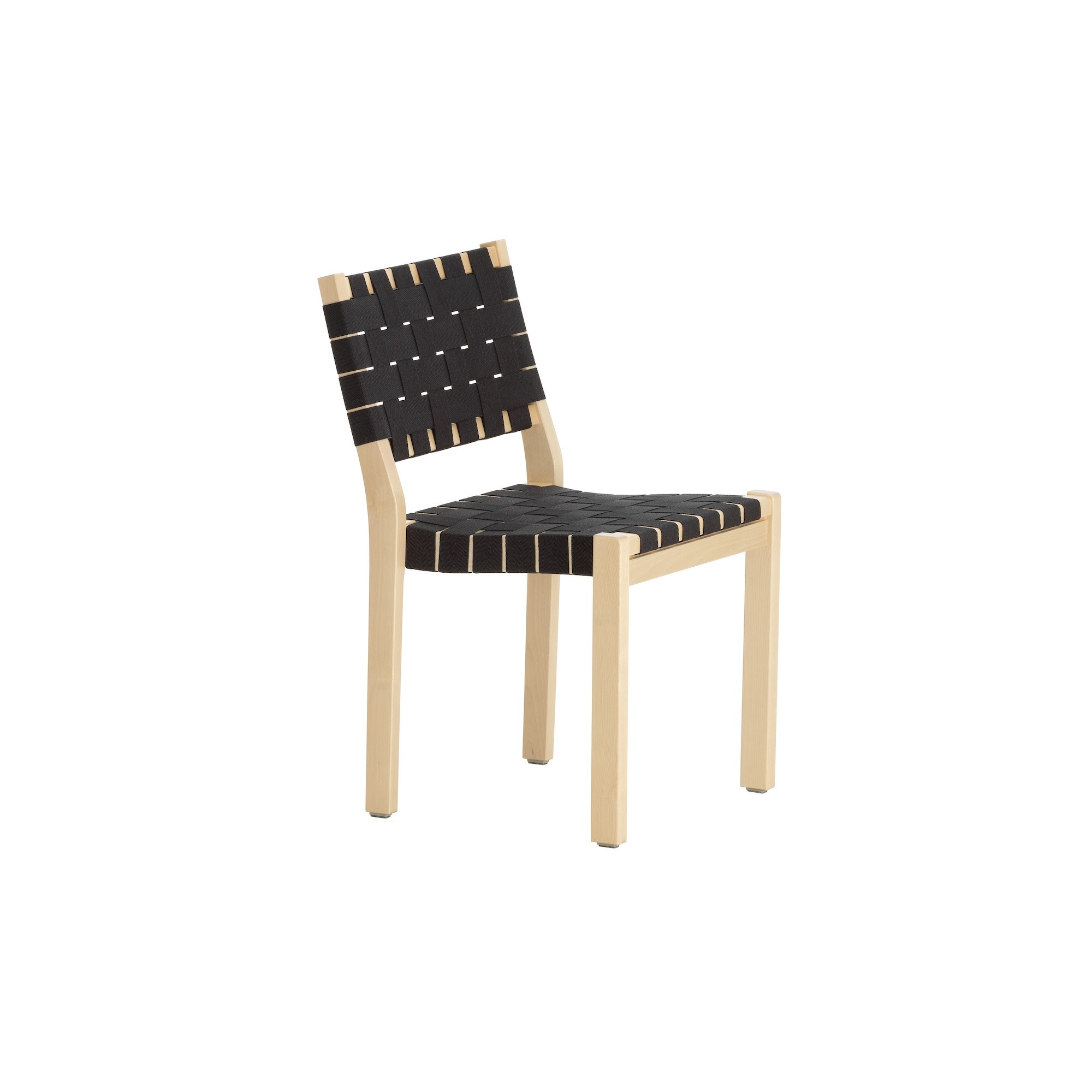 bouleau naturel + tressage noir - chaise 611 - Artek