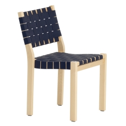 bouleau naturel + tressage noir/bleu - chaise 611 - Artek